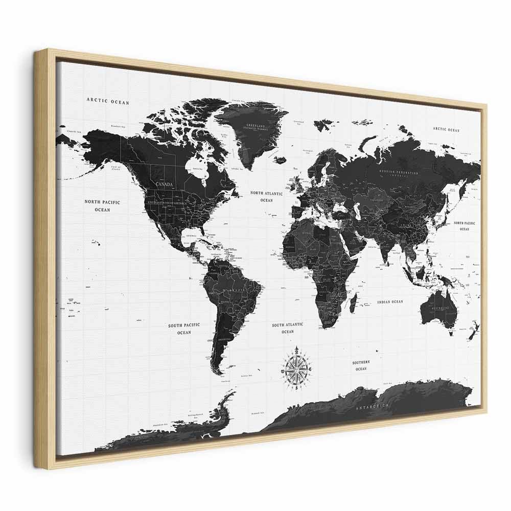 murando - Quadro Moderno Cornice Naturale, Continenti, 120x80 cm | Chiodi Inclusi, 1 Pezzo, Quadri Moderni, Soggiorno, Telaio in Legno, Terra, Resistenti Allo Sbiadimento, Produzione Europea
