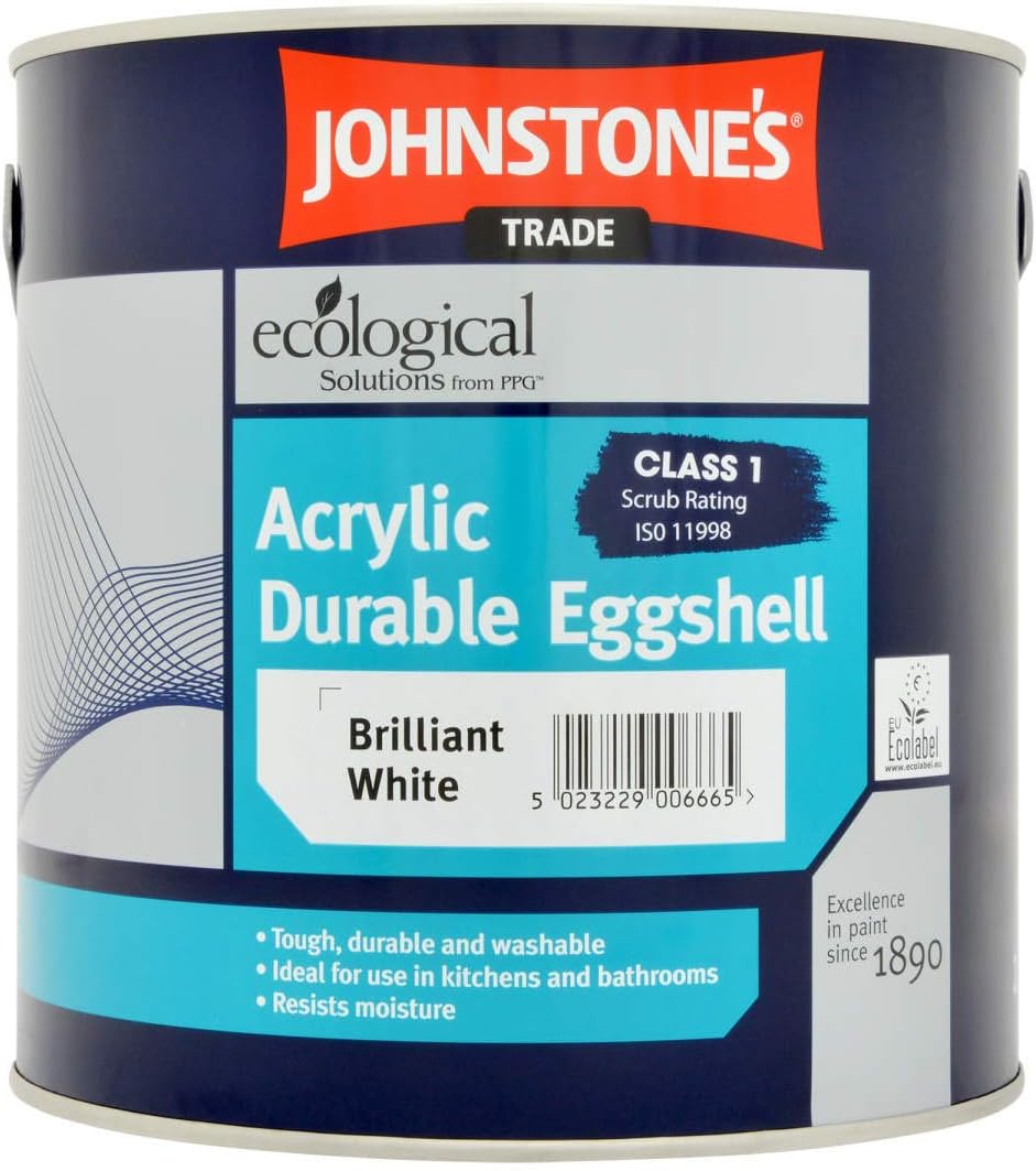 2.5LTR - JOHNSTONES Trade Acrylic Eggshell Brilliant White