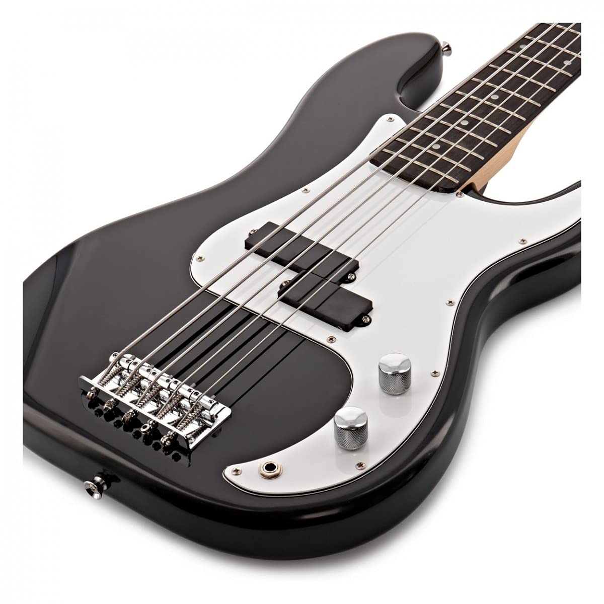 Gear4music LA Bassgitarre 5 Saiten mit 15W Verstärker Tasche und Gitarrengurt