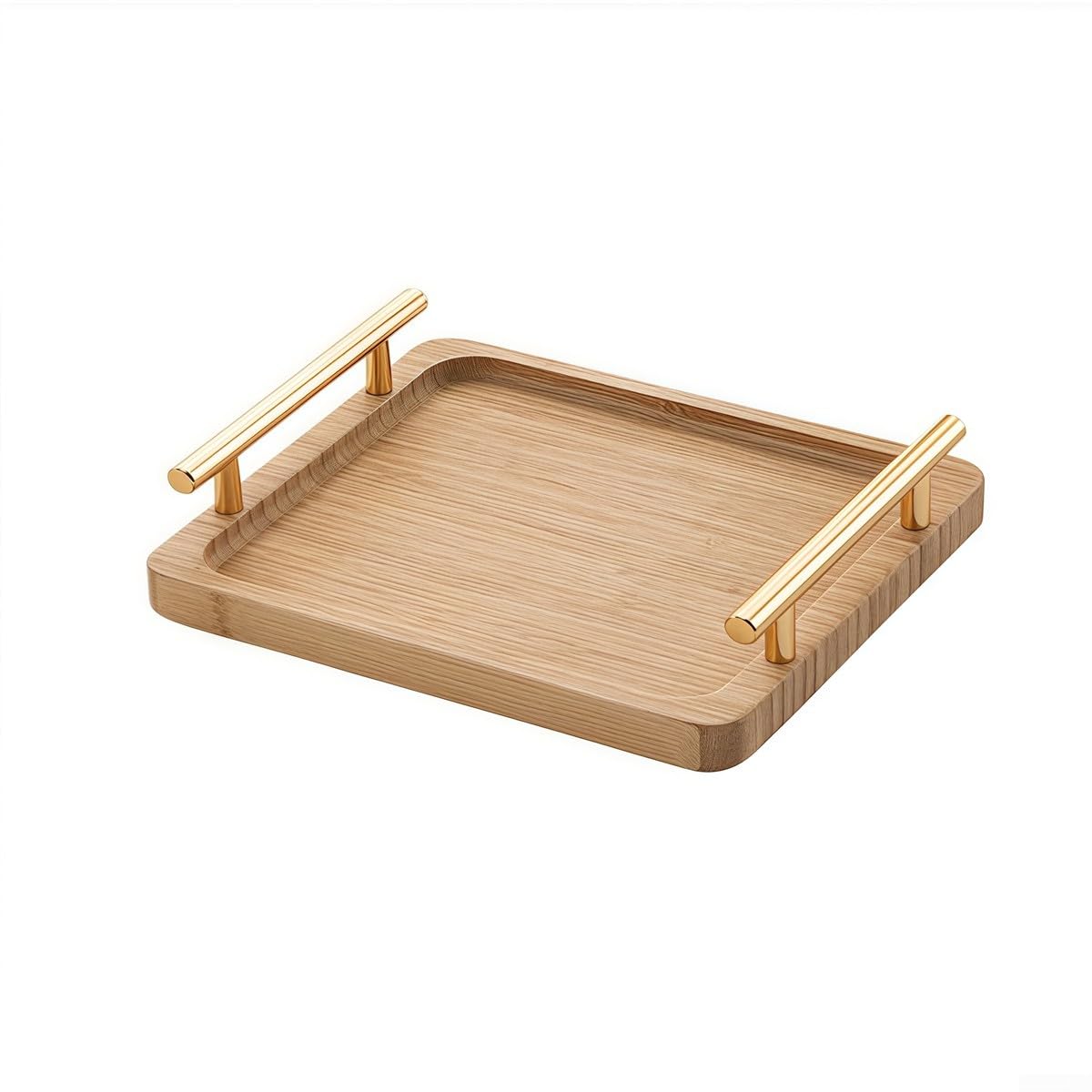 Bandeja grande de madera para servir, plato rectangular con asas para cocina, comedor, fiestas, mesas de café y barras (30 x 20 cm), perfecto para servir bebidas y aperitivos