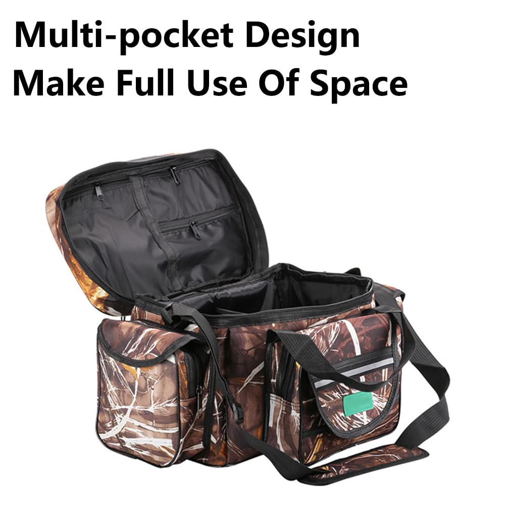 Borsa per attrezzatura da pesca, 50 x 28 x 27 cm, impermeabile, con spallacci regolabili, per pesca in mare, caccia, viaggi, Marrone, moderno
