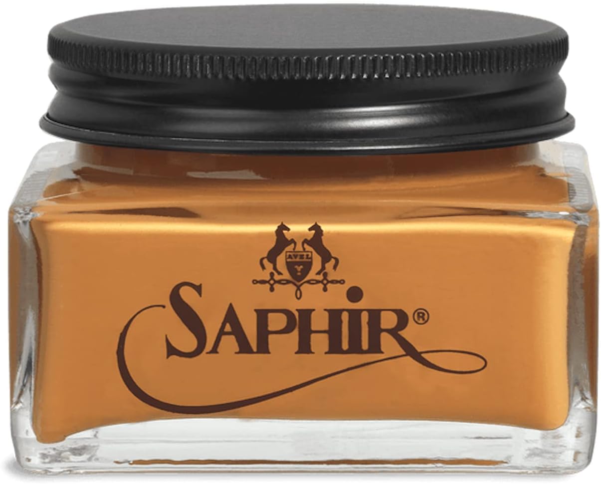 Saphir Medaille d'Or Pommadier Cream 75ml – Natural Cream Leather Shoe Polish, Leather Conditioner for Boots, Handbags