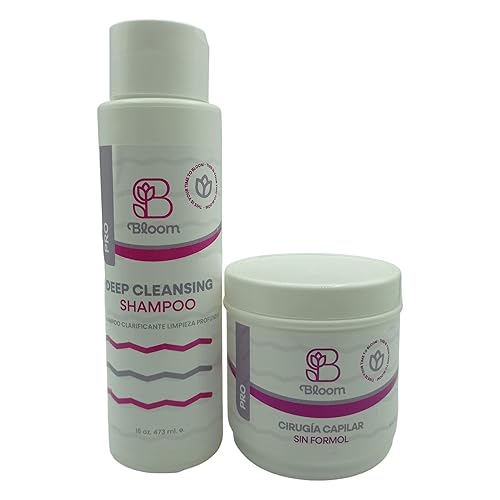 Bloom Hair Products - Champú de limpieza profunda en dos pasos cirugía capilar - hidrata - brillo - volumen del cabello - 16 onzas