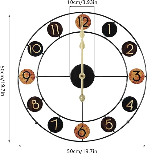 Miniatura 2 de Wall Clocks, Large Modern Metal Wall Clocks, Retro Art Design Clock, Arabic Numerals Clock, Wall Decor-50cm, for Living Room, Bedroom, Study,