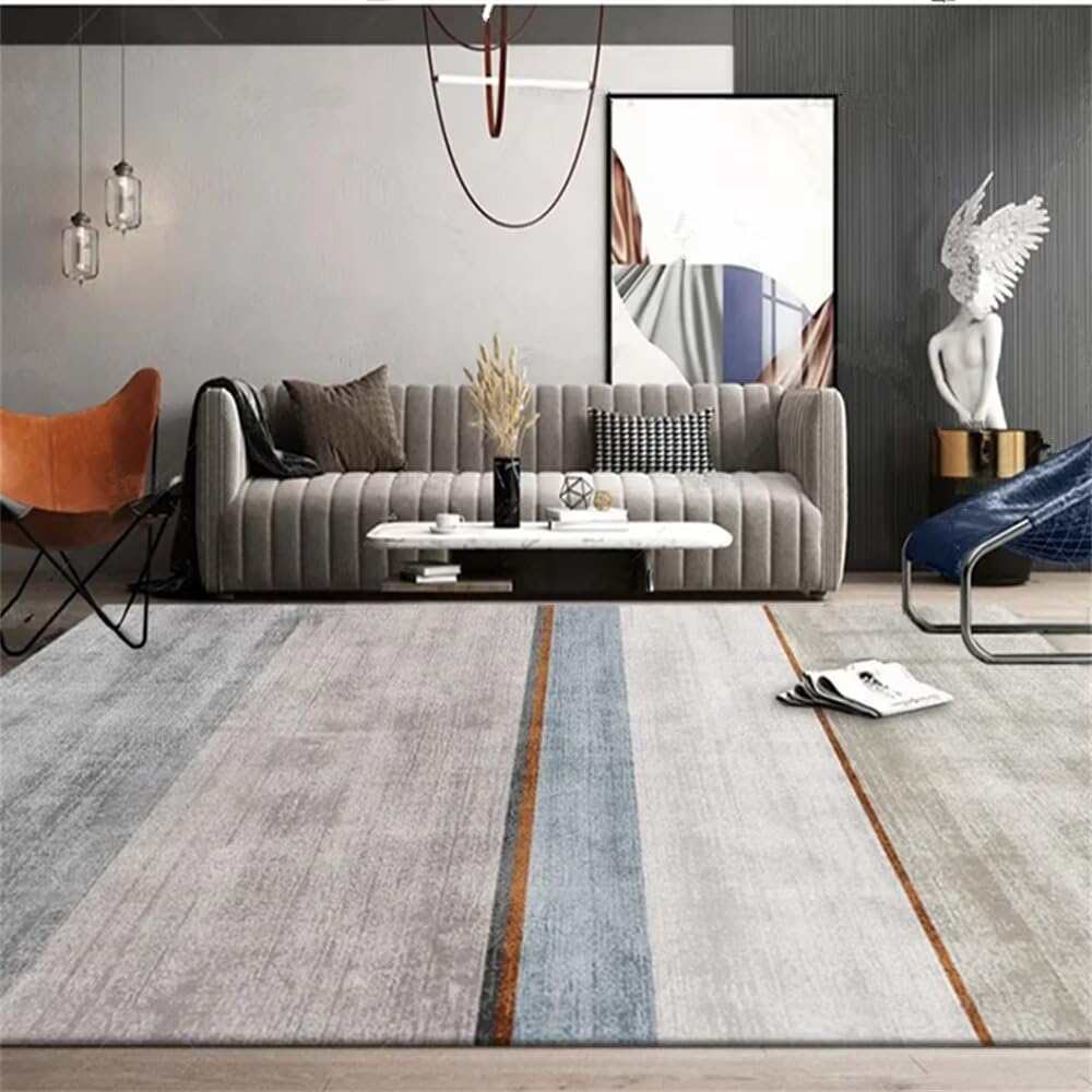 Tapis de chambre à coucher anti-tache bleu gris grand format