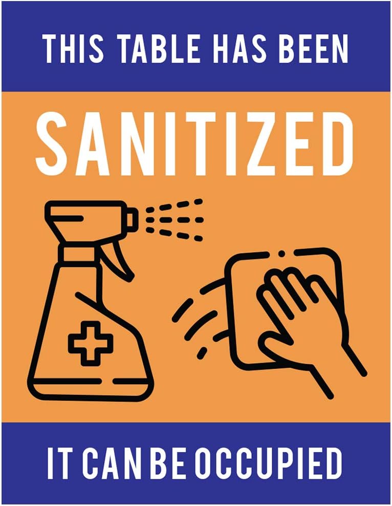 Andaz Press Restaurant Social Distancing This Table Has Been Sanitized, It Can Be Occupied Business Signs, 10-Pack 8.5" x 11" Labels, Vinyl Sticker Decals
