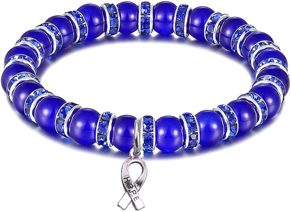 Colon Cancer Awareness Beaded Bracelet Hope Ribbon Stretch Bracelet