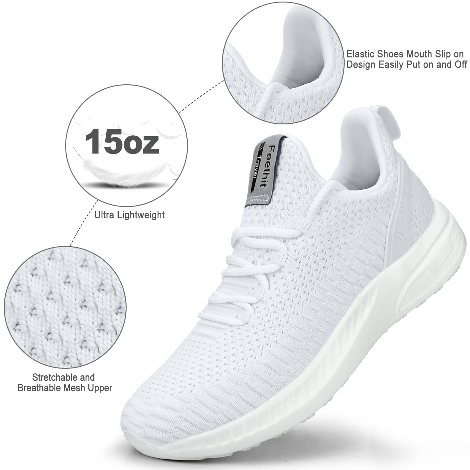 Feethit Mens Slip On Walking Shoes Blade Tennis Shoes Non Slip Running Shoes Lightweight Workout Shoes Breathable Mesh Fashion Sneakers