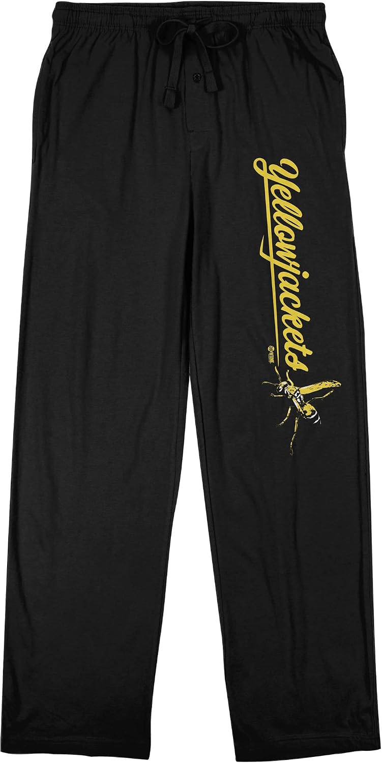 Bioworld Yellowjackets Title Logo with Bee Men's Black Graphic Sleep Pants