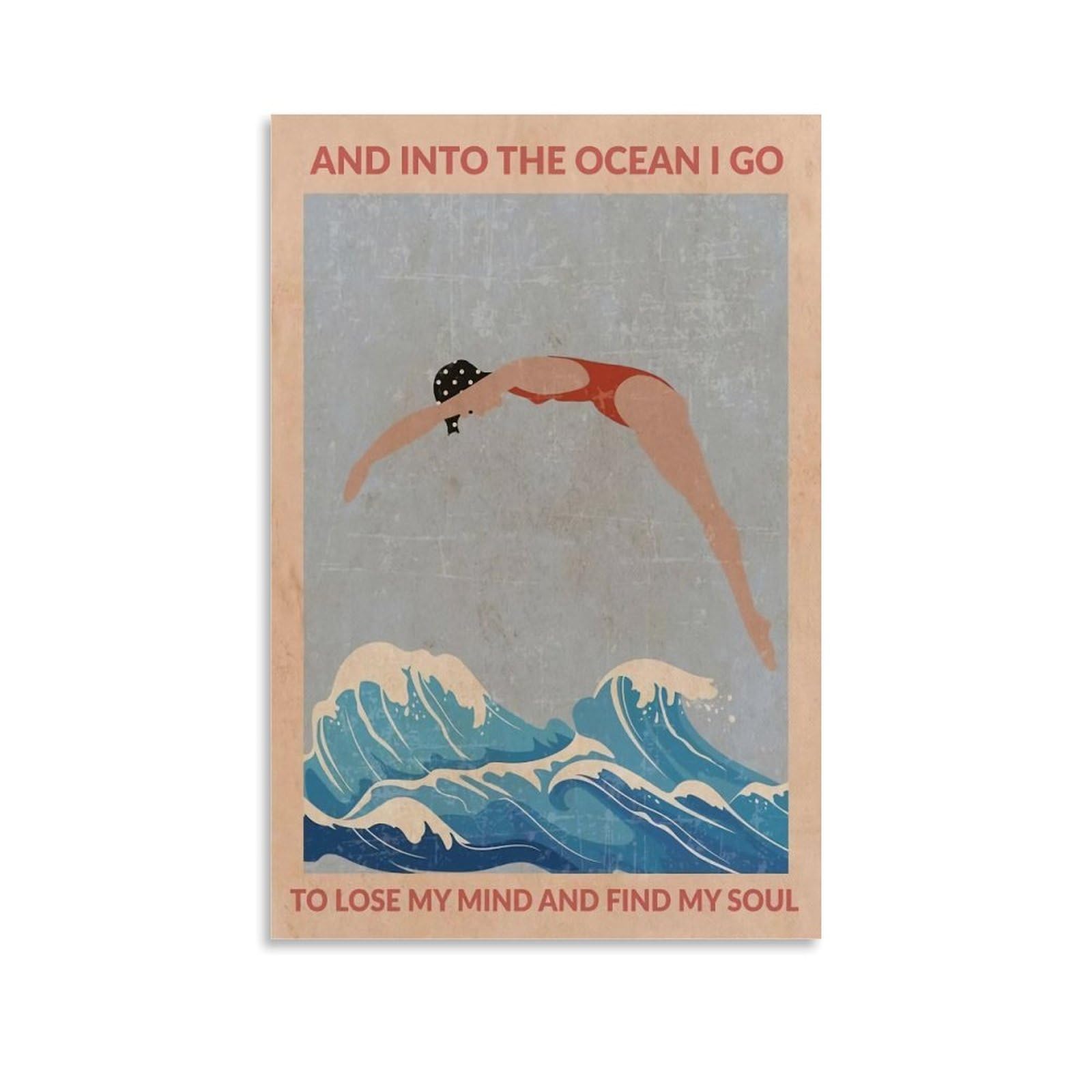 WHBAQ Vintage Swimming Poster Swim Retro Asethetic Classic Poster Canva Colourfast Wall Art Decorative Painting for Living Room Bedroom Home Decor 12x18inch(30x45cm) Unframe-style