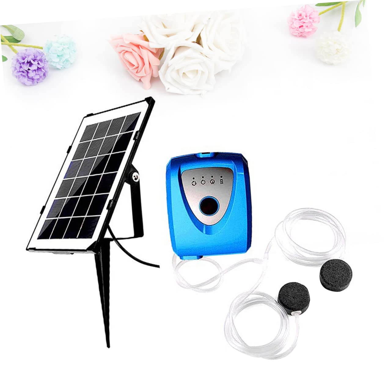Yardwe Solarbetriebene Sauerstoff Aquarium Pumpe mit 2 Ausblasöffnungen USB Aufladbar Kunststoff für Aquarium und Fischbecken im Außenbereich
