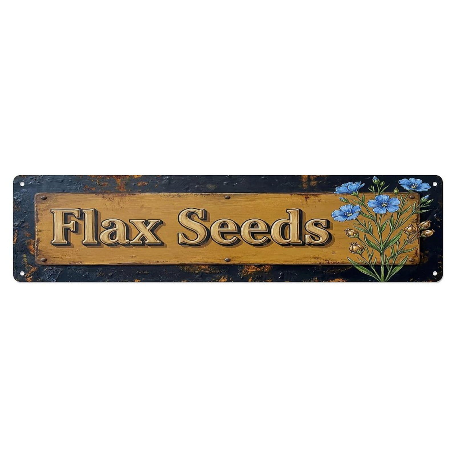 Vintage Flax Seeds Healthy Farmhouse Metal Tin Sign