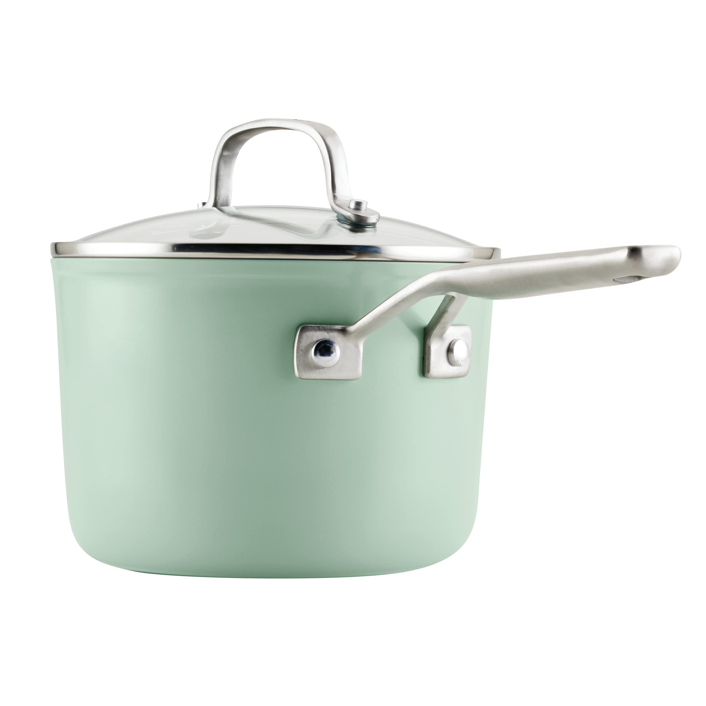 KitchenAid Casserole antiadhésive en céramique anodisée dure avec couvercle, 3 litres, pistache