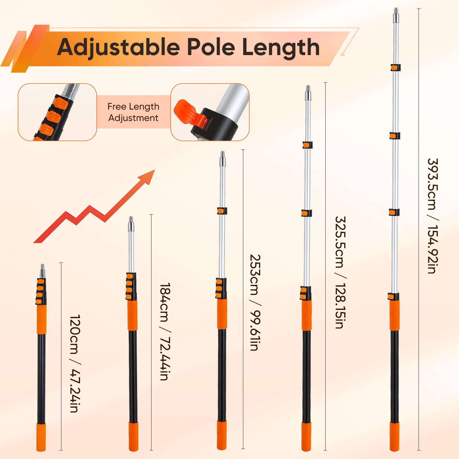 Set di pulizia telescopico 4 in 1 con testine di pulizia intercambiabili (3,6 m) | Senza scala per la pulizia in altezza, manico antiscivolo, lavabile, versatile