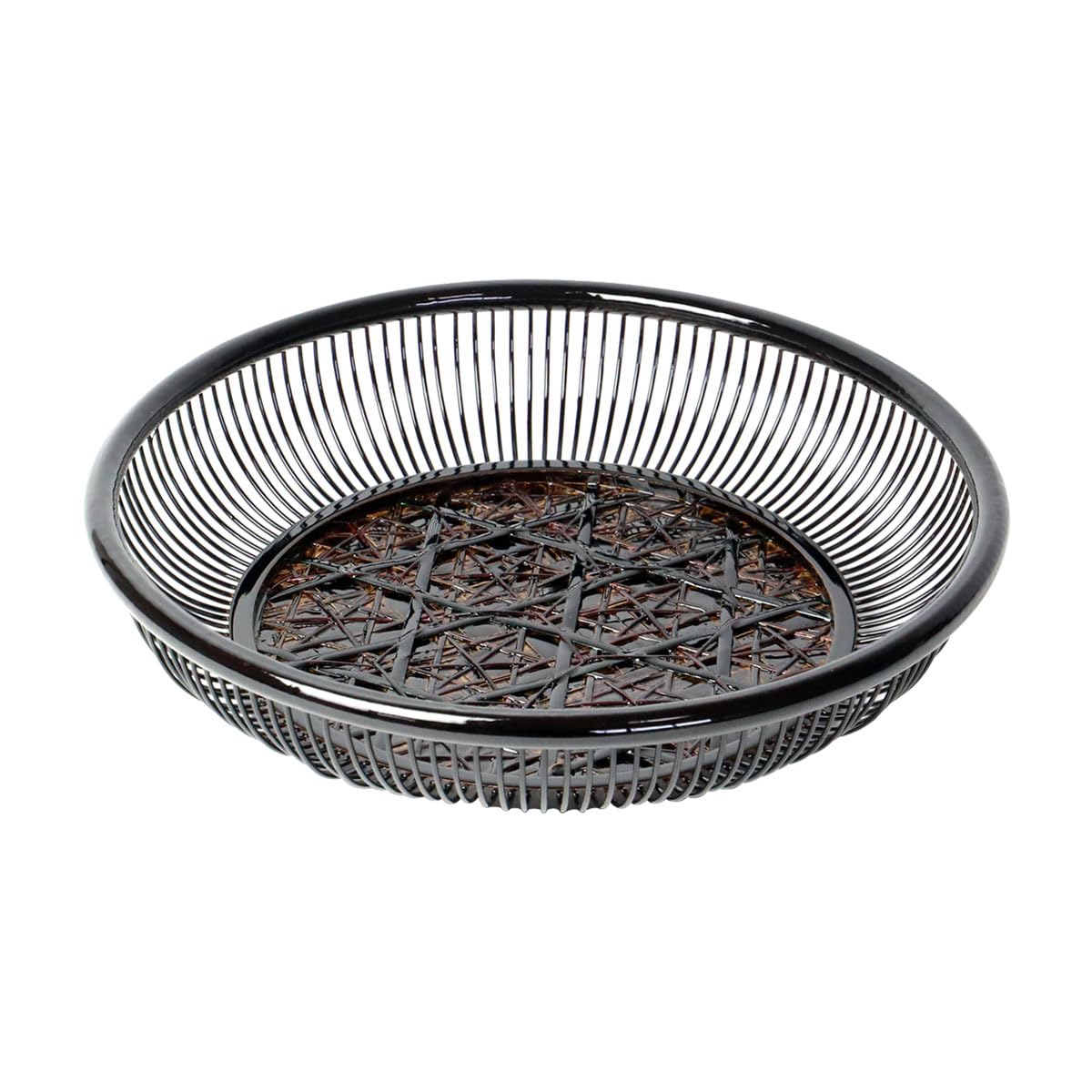 Japanese Lacquered Bamboo Serving Basket Round 9.1in Tea Confectionery Bowl