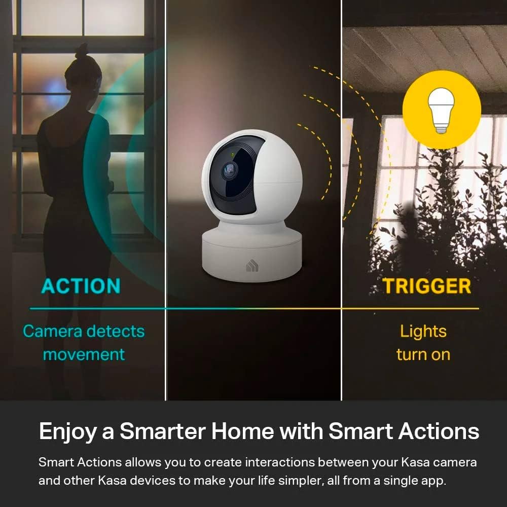 White Indoor Pan/Tilt Smart Security Camera with Night Vision