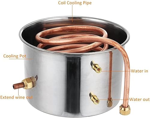 Miniatura 3 de Moonshine Still, olla de destilación de acero inoxidable, tubo de cobre, kit de preparación para el hogar, termómetro integrado para bricolaje,