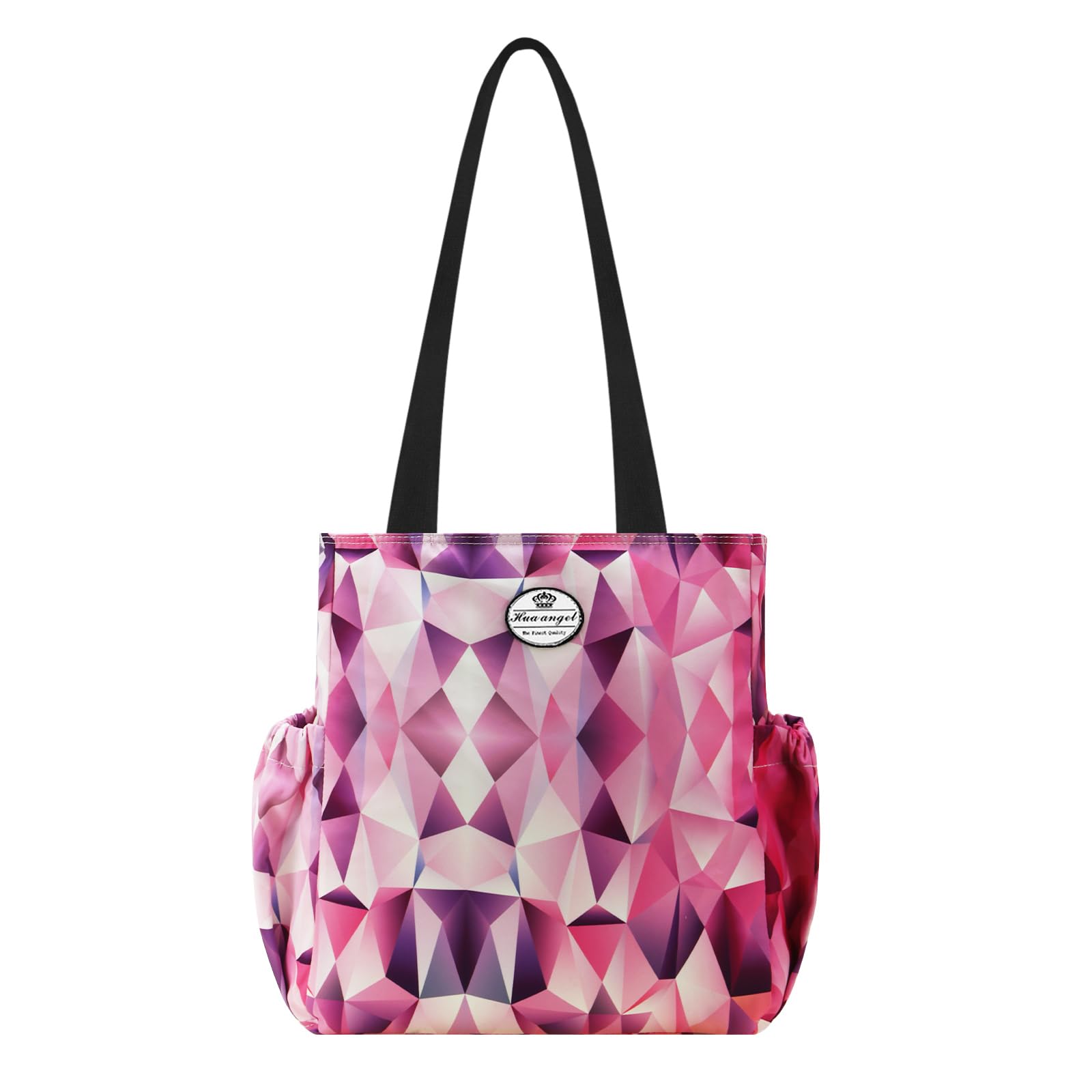 HUA ANGEL Floral Tote Bag - Casual Shoulder Bag Daily Tote Bag with Zipper Gym Travel Shopping Work Handbag for Women