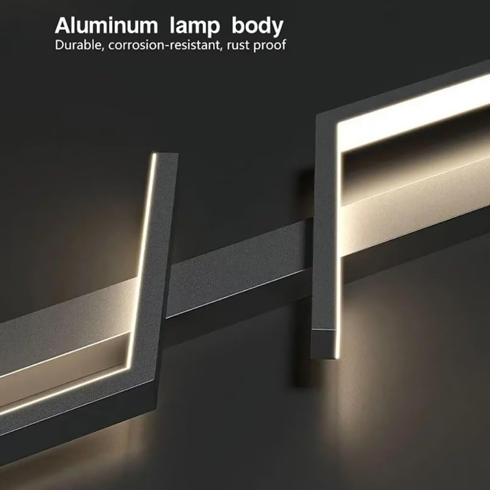 Aplique de Pared LED de Noche con Sensor de Movimiento, Moderno, Lineal, a Pilas, Tira Larga, Recargable por USB, de Metal, para pasillos y más (60 cm, luz Blanca Dorada). Learned (luz Neutra Negra,