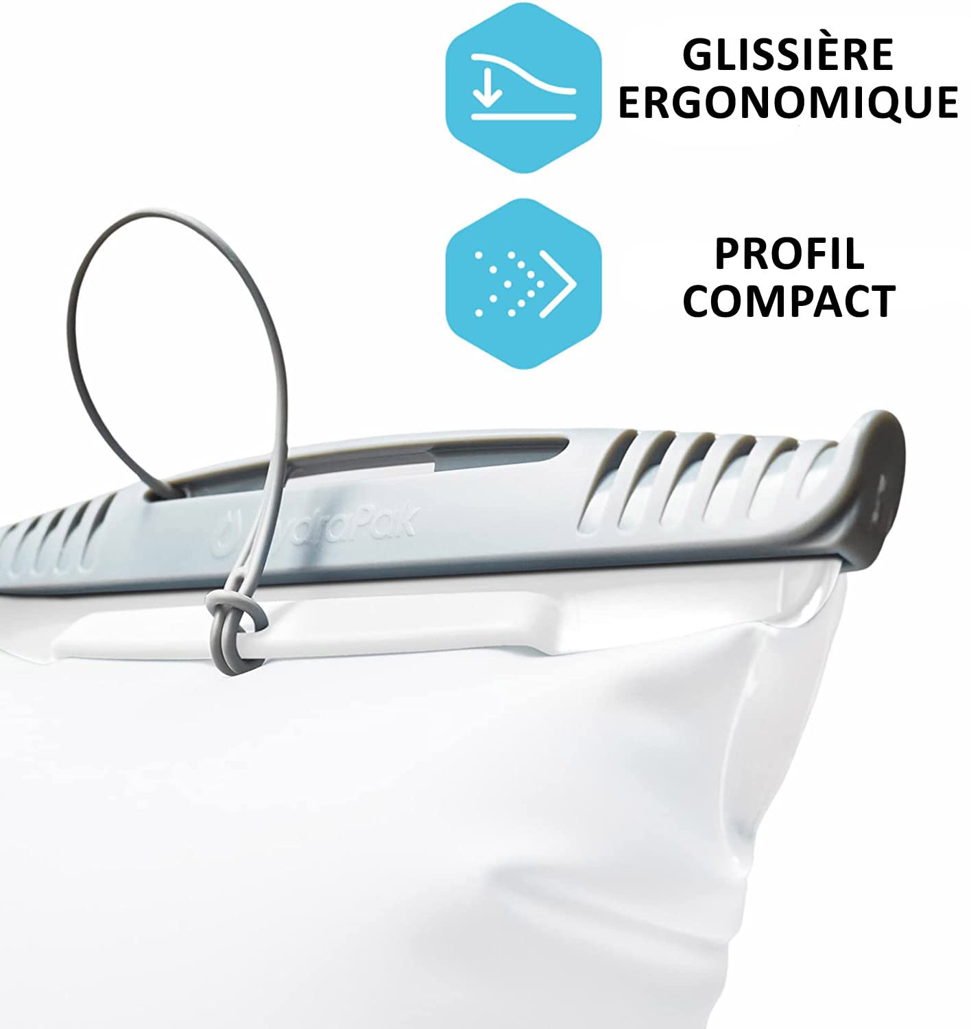 HydraPak Shape-Shift (for 2L or 3L Hydration Packs) Low-Profile Water Bladder/Reservoir for Hydration Backpacks - High Flow Bite Valve, Leak Proof, Fully Reversible, and Dishwasher Safe