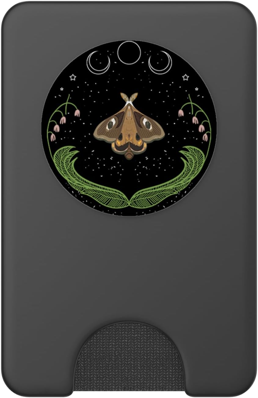 Space Moth Moon Phases Galaxy Animal Insect Minimal Art Gift PopSockets PopWallet for MagSafe