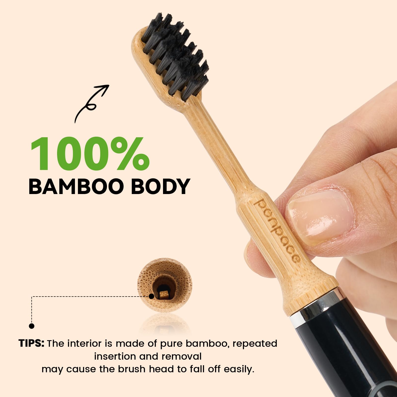 Cabezales de repuesto de cepillo de dientes eléctrico de bambú compatibles con Gleem, con cerdas suaves a base de plantas (cerdas suaves onduladas)