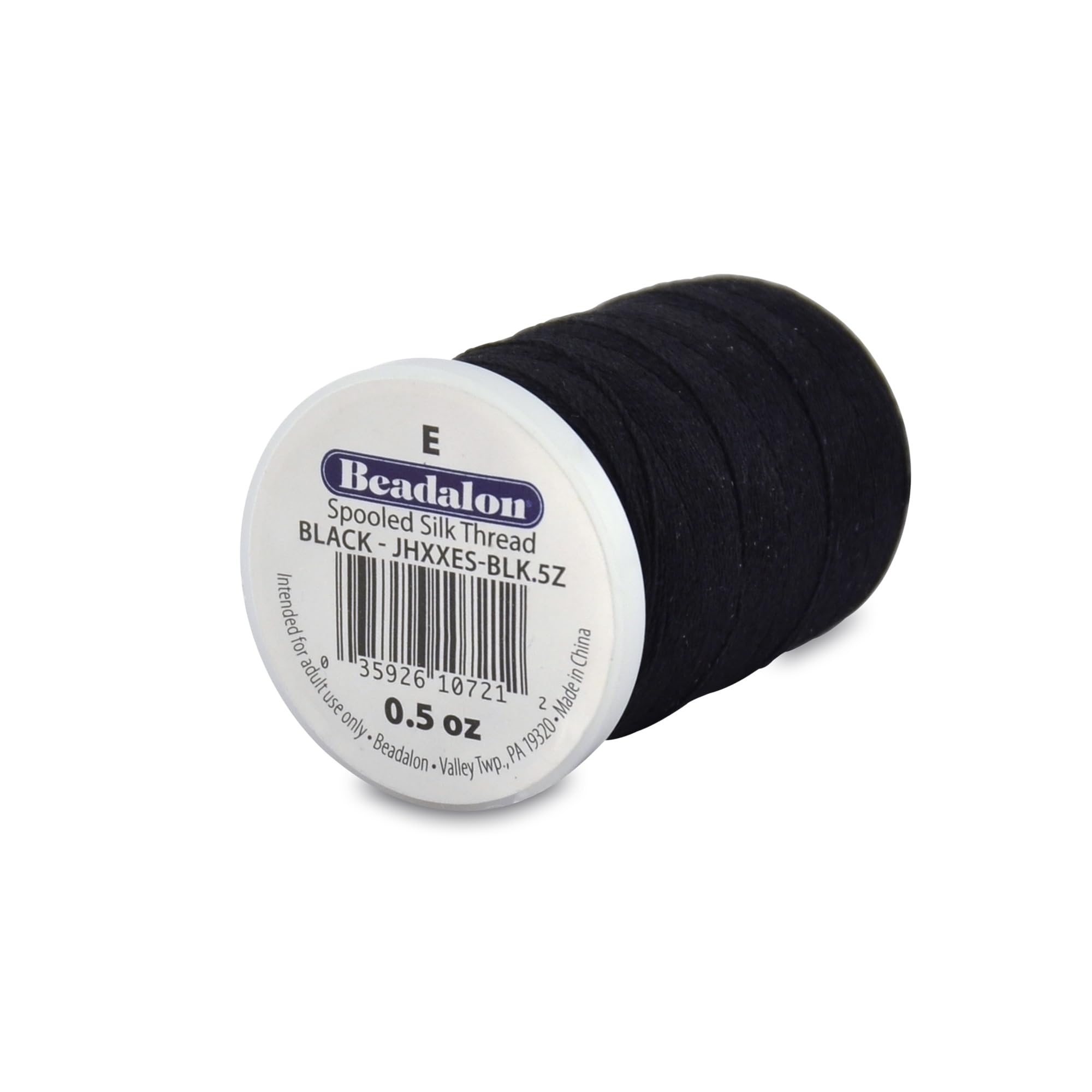 Beadalon Black Silk Thread, Size E / .013 In, 0.5 Oz, 600 Ft