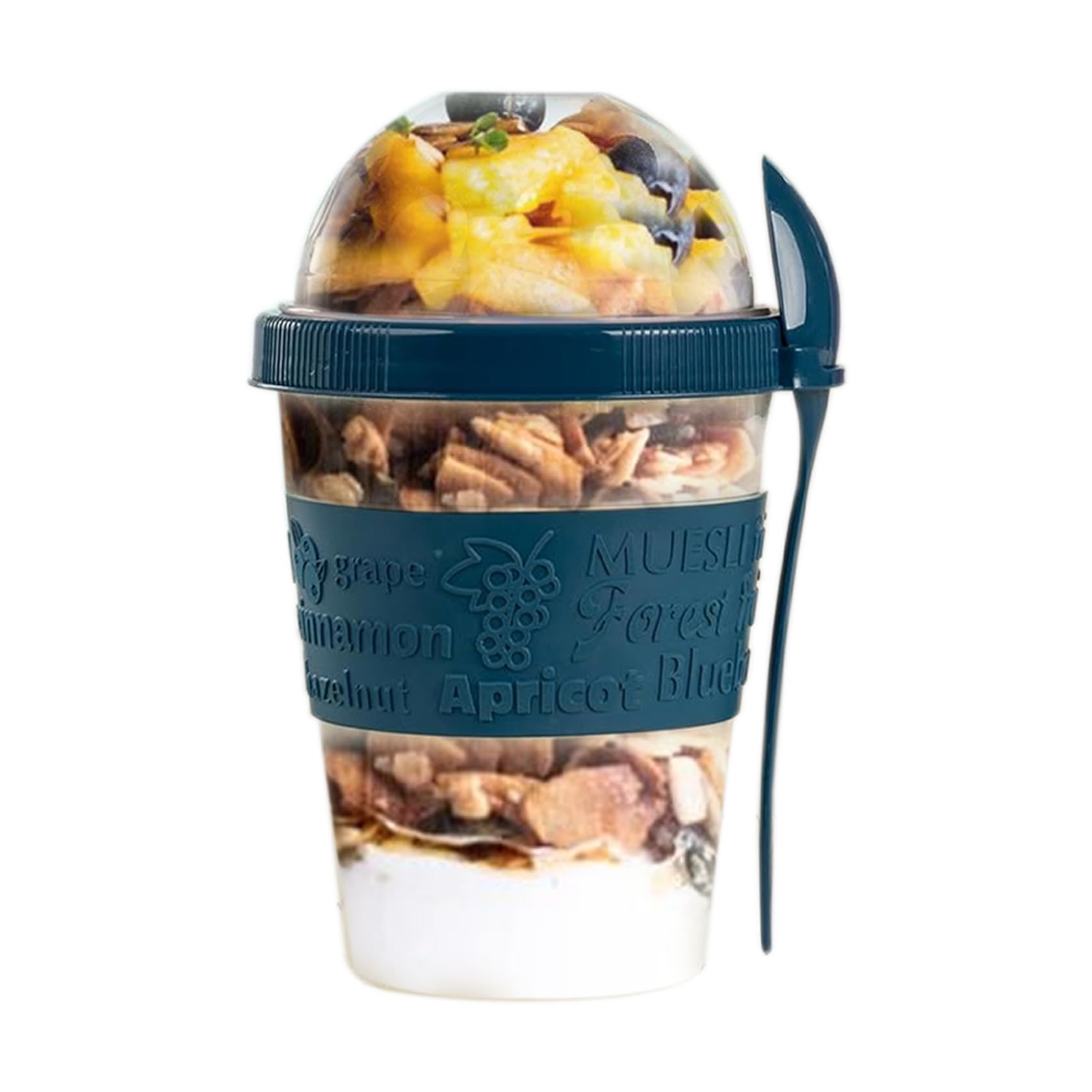 SAFRI Reusable Yogurt Cups with Lid 600ml 100% BPA Free Breakfast On the Go Cups with Topping Cereal Oatmeal Dishwasher Safe Yoghurt Pots Overnight Oats Lunch Box Yogurt Pot (Teal-Blue Cup)