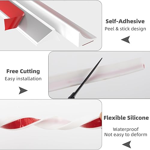 Miniatura 9 de Barrera de agua plegable de 39 pulgadas, barrera de agua autoadhesiva de silicona para ducha, bañera, baño, cocina, tapón de agua bloqueador para