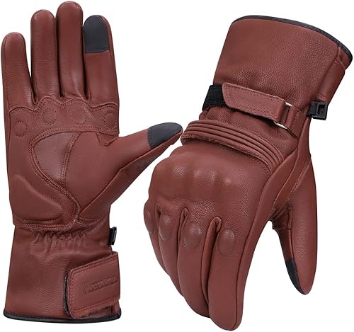 Harssidanzar Guantes largos de invierno para hombre, guantes largos de cuero genuino para pantalla táctil, forrados térmicamente con Thinsulate