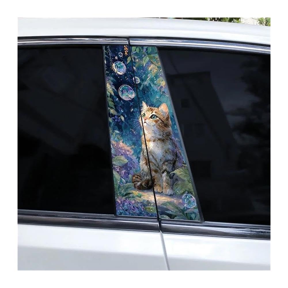 Body Parts 1Pair Car Door Pillar Decals Cute Cat Stickers Car Center Pillar Decals DIY(B)