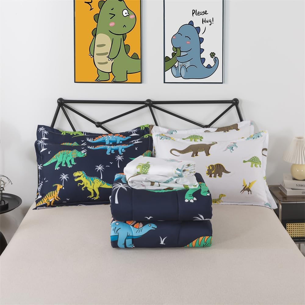 lishjekee Dinosaur Comforter Twin for Kids 5 Pieces T-Rex Dinosaur Bedding Set Jungle Bed in A Bag for Boys Dino Comforter and Sheets Set for Teens Girls Animal Bed Sets Home Decor - Image 8