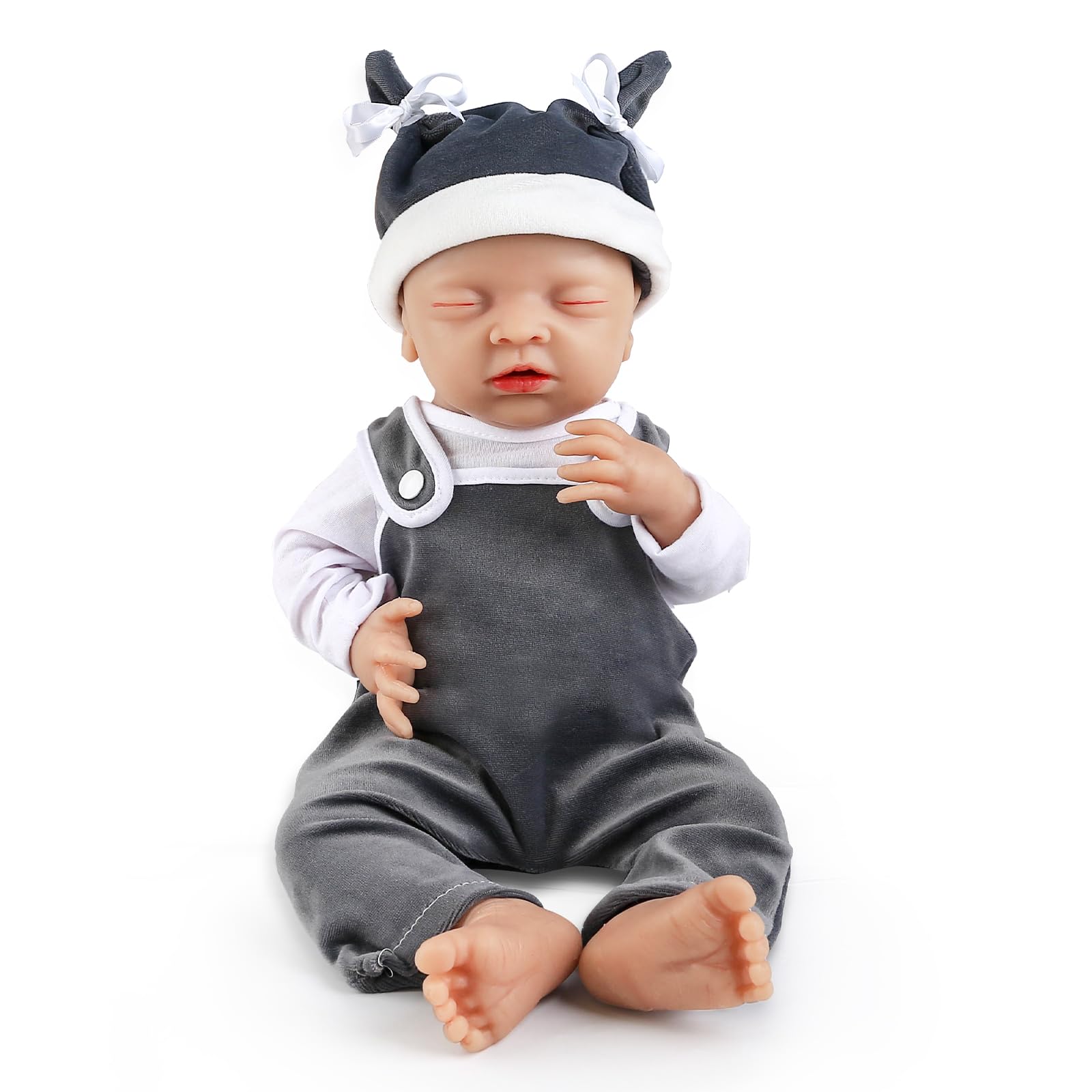 IVITA 18 inch Lifelike Full Silicone Baby Doll Not Vinyl Dolls Anatomically Correct Lifelike Newborn Silicone Baby Dolls Stress Relief Anti-Stress Toys for Kids & Toddlers Child Gifts - Boy