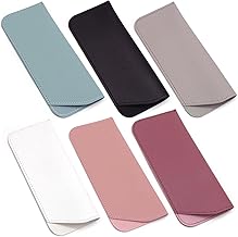 Glasses Case 6 Pack Soft Leather Reading Glasses Cases Slim Sunglasses Case Spectacle Pouch Eyeglasses Storage Bag for Women Men