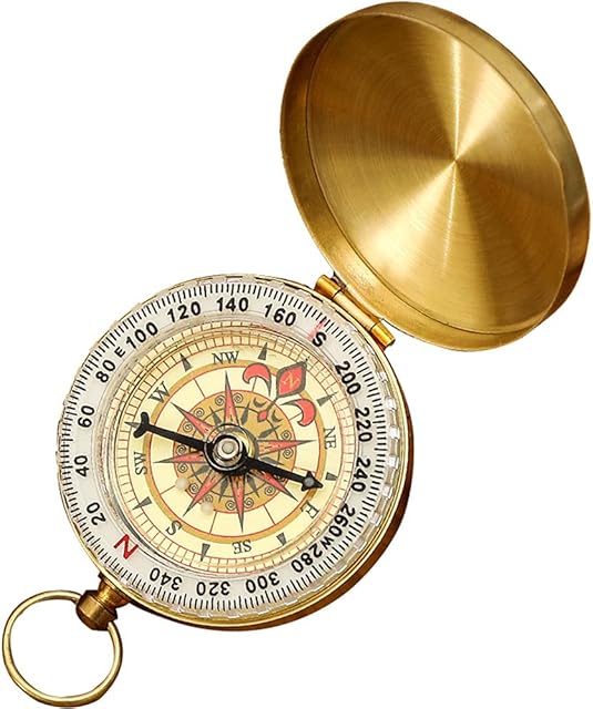 iitrust Compass for Navigation, Vintage Pocket Compass with Luminous Function, Waterproof Military Compass for Camping, Orienteering, Hiking, Marching and Collection