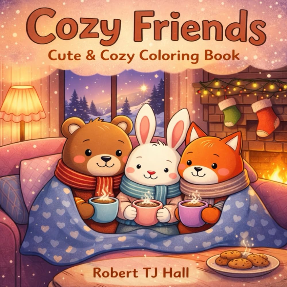 Cozy Friends Cute & Cozy Coloring Book: Charming Friends, Warm Spaces, and Peaceful Coloring Time