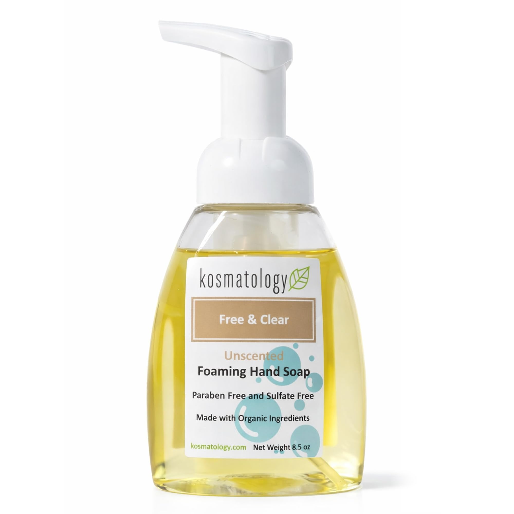 kosmatology Foaming Hand Soap | Free & Clear Organic Unscented Moisturizing Hand Wash | Clean Ingredients, Free of Artificial Scent and Essential Oils