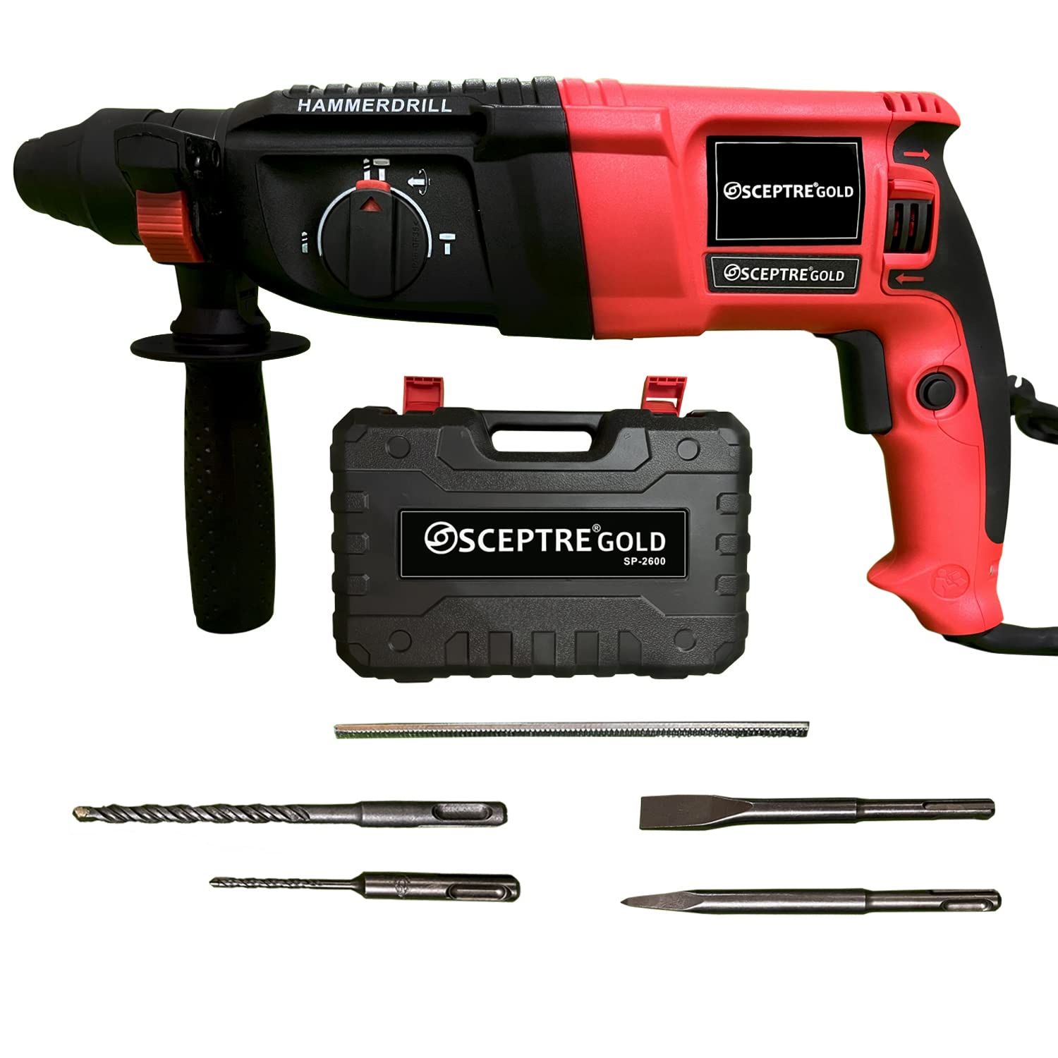 SCEPTRE SP-2600 Rotary Hammer Drill, 800W, SDS Plus Chuck 26mm, 1100RPM, Impact Energy 3J, Impact Rate 4400/min, 3 Mode Selector with Forward/Reverse Switch (220V) (B0BZ4T555S) Amazon Price History, Amazon Price Tracker