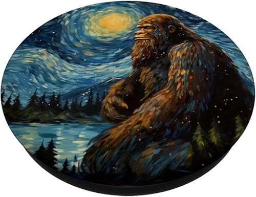 Miniatura 2 de PopGrip PopSockets estándar de Van Gogh de Bigfoot Sasquatch Starry Night
