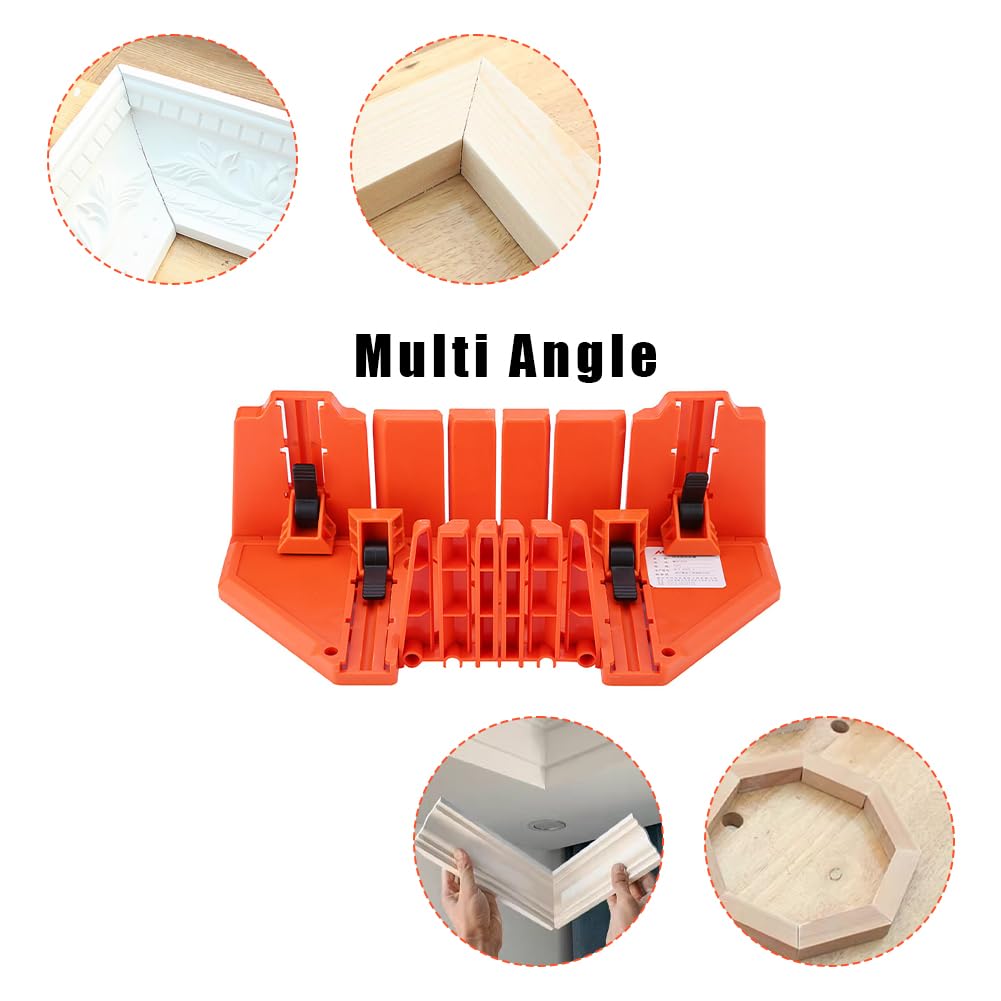 Scatola per Troncatrice, Sega Troncatrice con Bloccaggio la Lavorazione del Legno Manuale di Precisione 22,5° 45° e 90° Tipi Fessure Scat Valigetta Falegnameria Obliqua Righello Smussato Angolo Guida