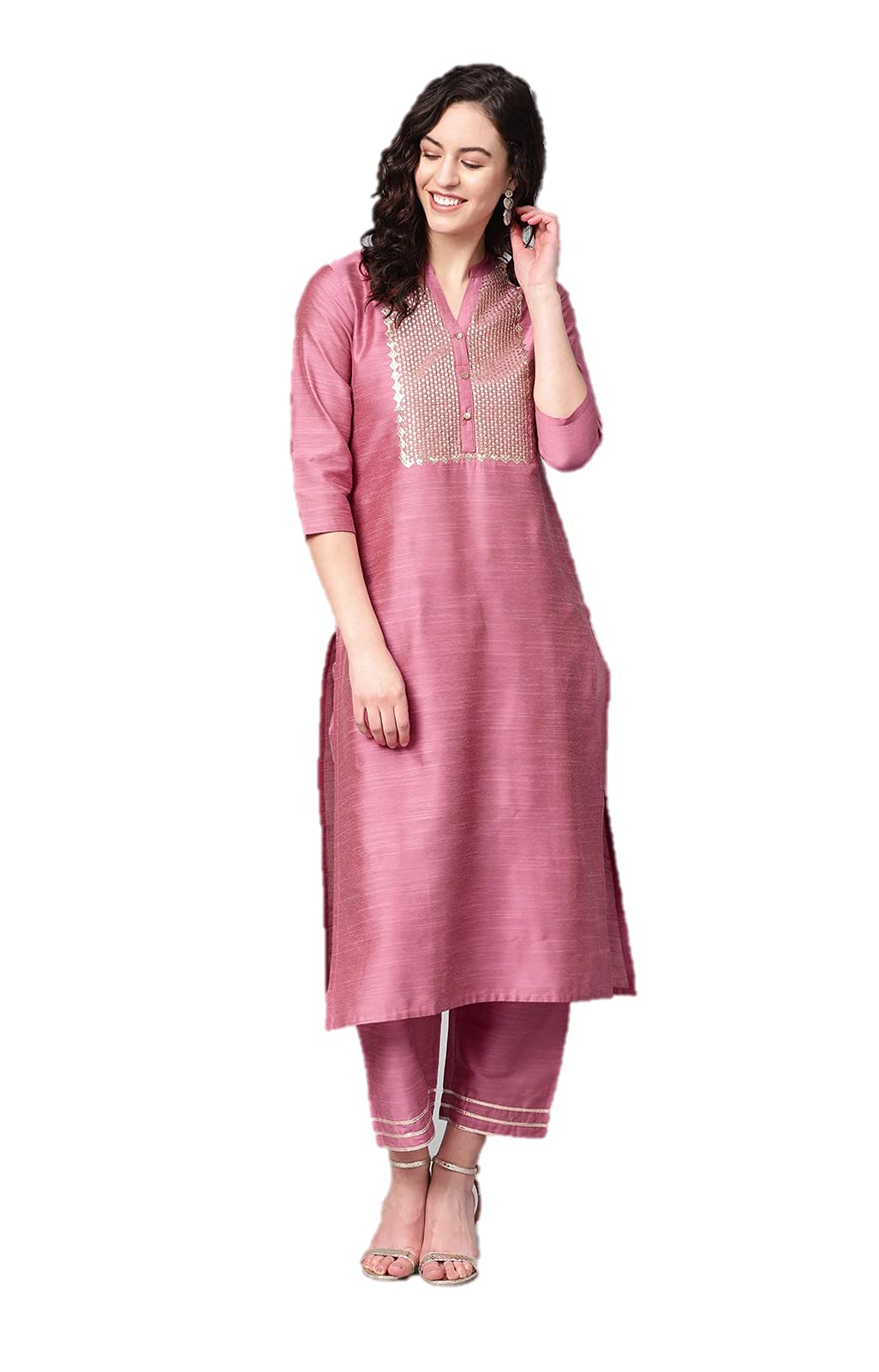 Ensemble Kurta Pour Femme Style Indien Avec Pantalon - Tissu Soie Mélangée - Tenue Ethnique élégante Pour Occasions Spéciales