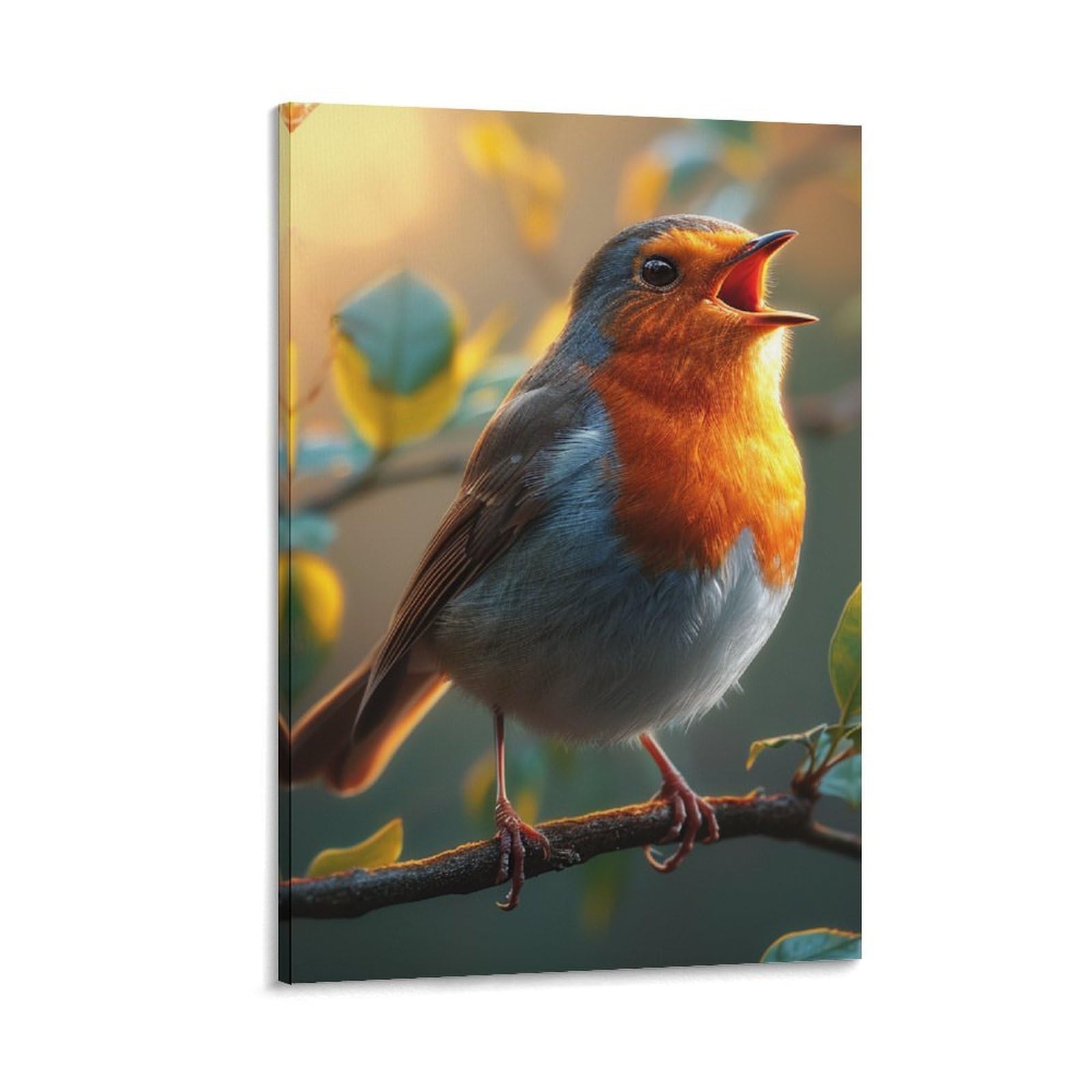 DHBANEIOK Robin Bird Canvas Print Colourful Wall Art -Modern Room Bedroom Piece Home Decor Interior Design 16x24inch(40x60cm)