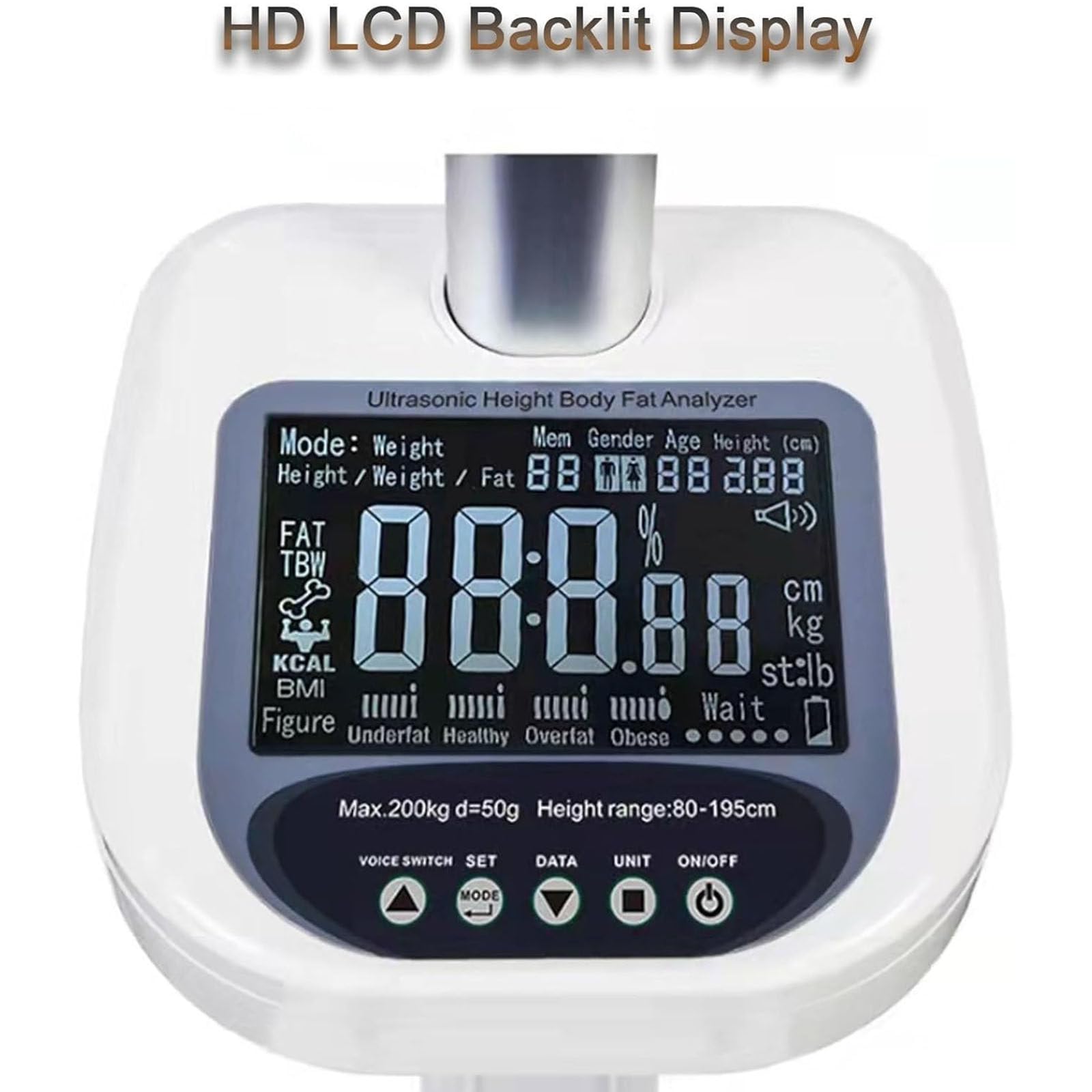 Pèse Personne Impédancemètre,Balance De Santé Numérique Capacité électronique De Balance Médicale De Taille Et De Poids, Avec Toise: 5-200 Kg/80-195 Cm