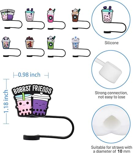 Miniatura 3 de Stanley Cup - 8 tapas de popote para copa Stanley, compatible con vasos Stanley de 30 y 40 onzas, a prueba de polvo, reutilizables, lindas tapas de