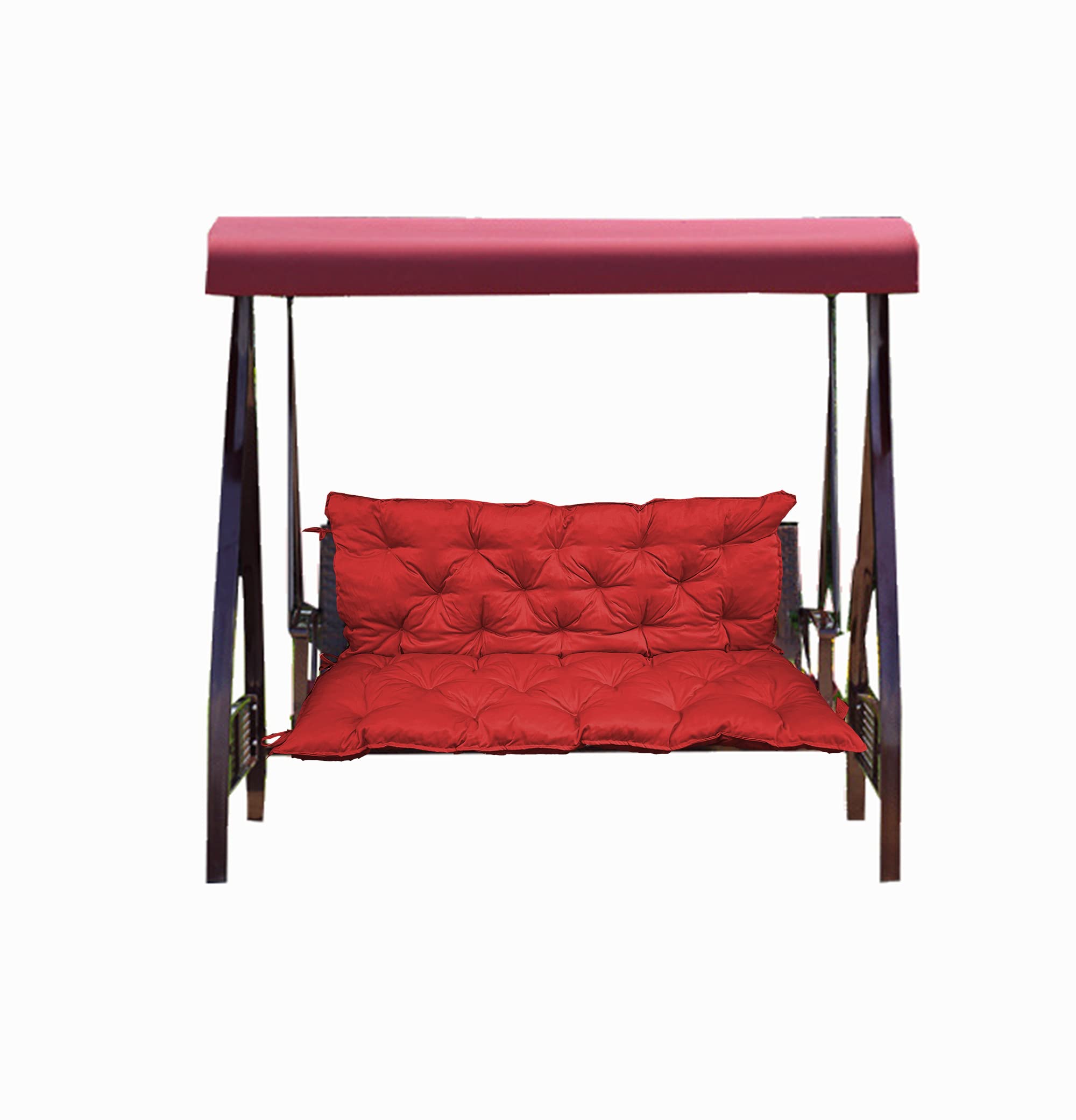 Cuscino impermeabile per panca per dondolo da esterno, cuscino di ricambio per dondolo a 2/3 posti, 150 x 100 x 10 cm, lacci rossi inclusi