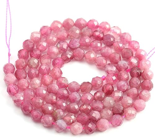 Cuentas de piedra natural de turmalina rosa, cuentas sueltas facetadas para hacer joyas, collares, aretes, anillo, 1 hebrapaquete de 15 pulgadas,