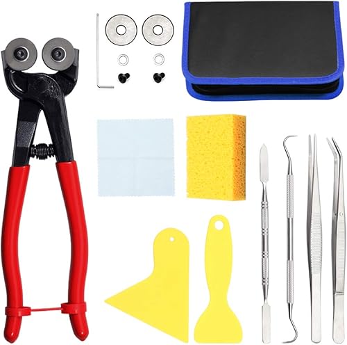 SPEEDWOX 17 herramientas de mosaico para manualidades, pinzas de vidrio con ruedas de mosaico de alta resistencia con rueda de corte de repuesto,