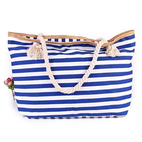 CONTRACONTACT Sac de plage Sac à bandoulière pour les vacances avec rayures bleues, Rayures bleu foncé, Mittel Cover