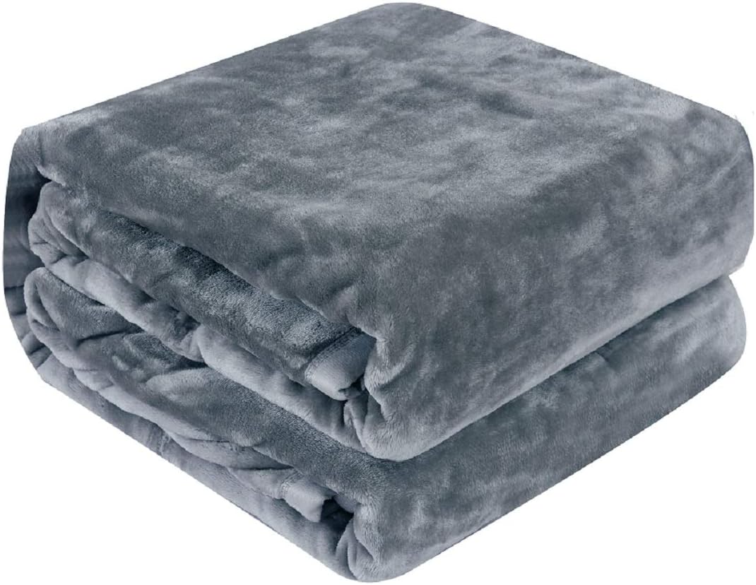 Luxury Collection Microplush Flannel Fleece Blanket | Ultra Soft 380 GSM Lightweight All-Season Anti-Static Throw/Blanket for Sofa Couch Bed (Twin (59'' x 78''), Azure Gray)