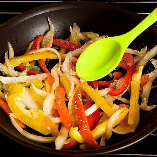 Miniatura 3 de Juego de 3 cucharas para remover para cocinar, cucharas de silicona de mango largo de 12 pulgadas, cucharas de mezcla antiadherentes para cocinar,